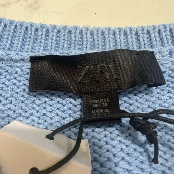 ZARA LIGHT BLUE KNIT SWEATER SIZE LARGE - Picture 8 of 13